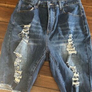 SHEIN Distressed Denim Jean Shorts